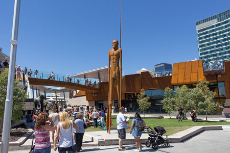 The 'Wirin' sculpture at Perth's Yagan Square